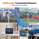 Gardening Tools: VEVOR 7-in-1 Wi-Fi Weather Station 177.8 mm TFT Display Wireless Outdoor Sensor