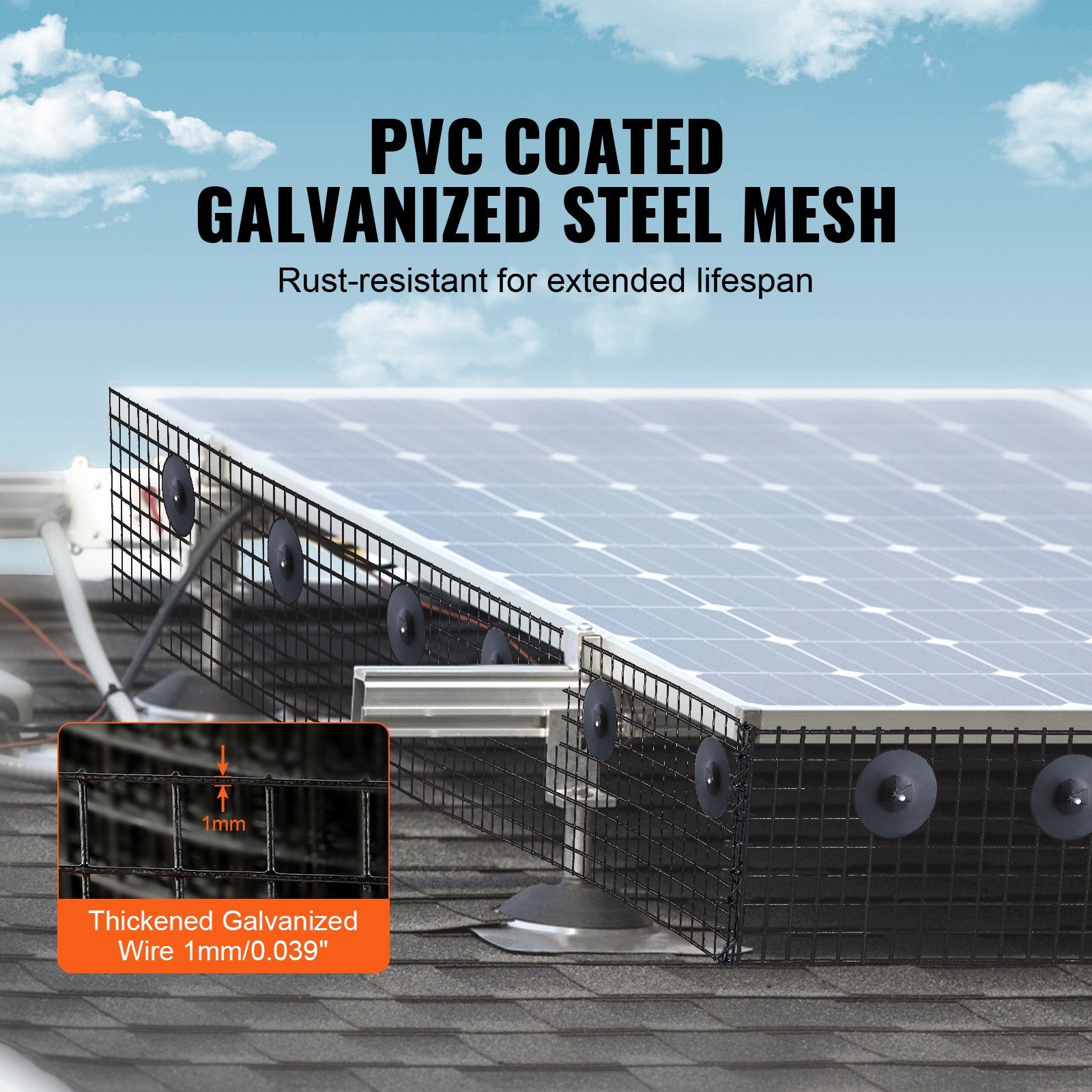 Gardening Tools: VEVOR 6 in x 100ft Solar Panel Bird Guard Critter Guard Roll Kit 60pcs Fasteners
