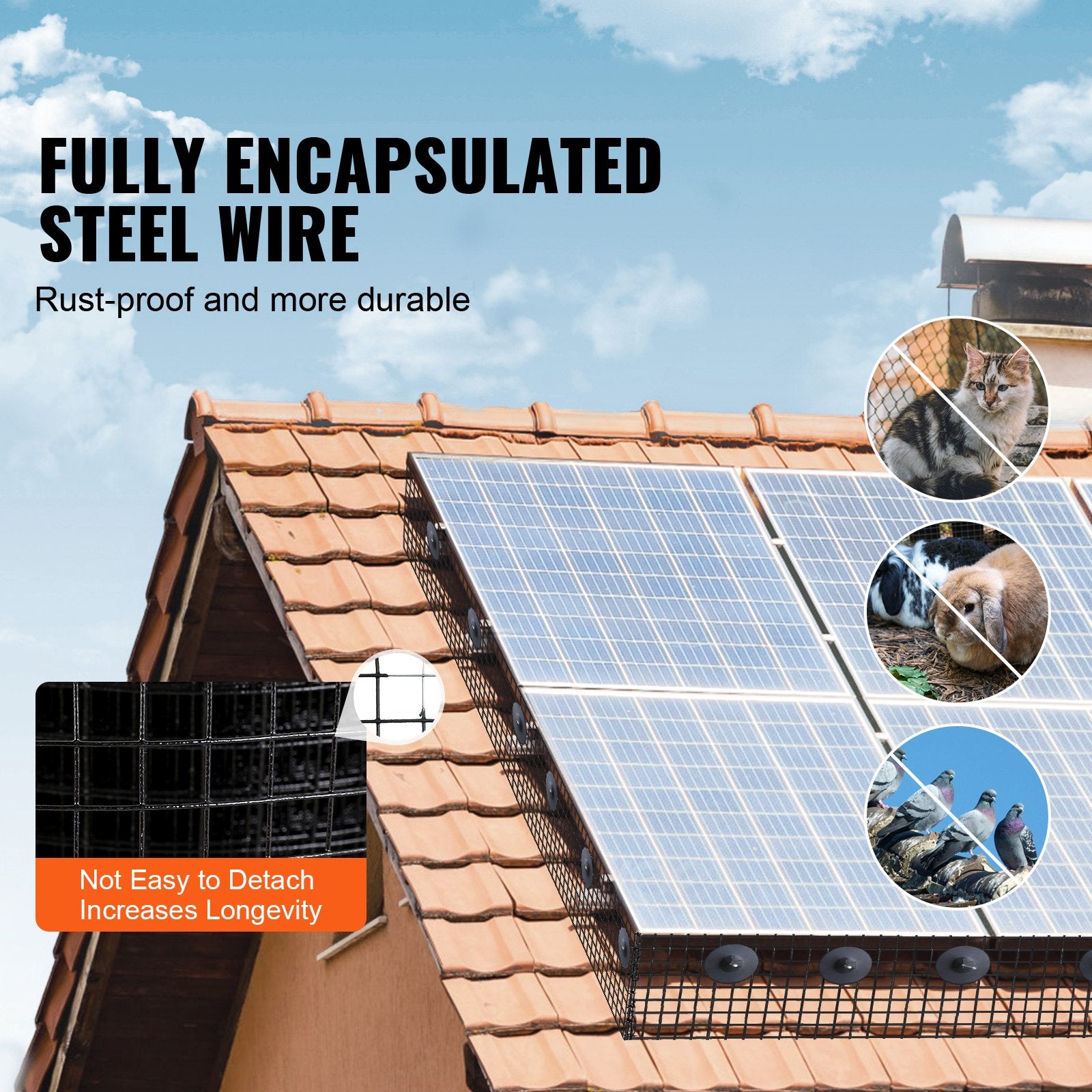 Automotive Repair & Speciality Tools: VEVOR 8in x 100ft Solar Panel Bird Guard Critter Guard Roll Kit 50pcs Tire Wires