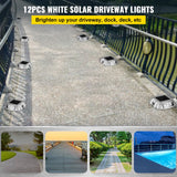 Outdoor Lights: VEVOR Driveway Lights 12-Pack Solar Driveway Lights Bright White with Screws Solar Deck Lights Outdoor Waterproof Wireless Dock Lights 6 LEDs for Path Warning Garden Walkway Sidewalk Steps