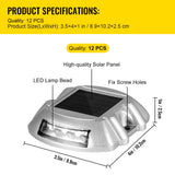 Outdoor Lights: VEVOR Driveway Lights 12-Pack Solar Driveway Lights Bright White with Screws Solar Deck Lights Outdoor Waterproof Wireless Dock Lights 6 LEDs for Path Warning Garden Walkway Sidewalk Steps