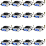 Automotive Lights: VEVOR Driveway Lights 16-Pack, Solar Driveway Lights with Switch Button, Solar Deck Lights Waterproof, Wireless Dock Lights 6 LEDs for Path Warning Garden Walkway Sidewalk Steps, LED Bright Blue