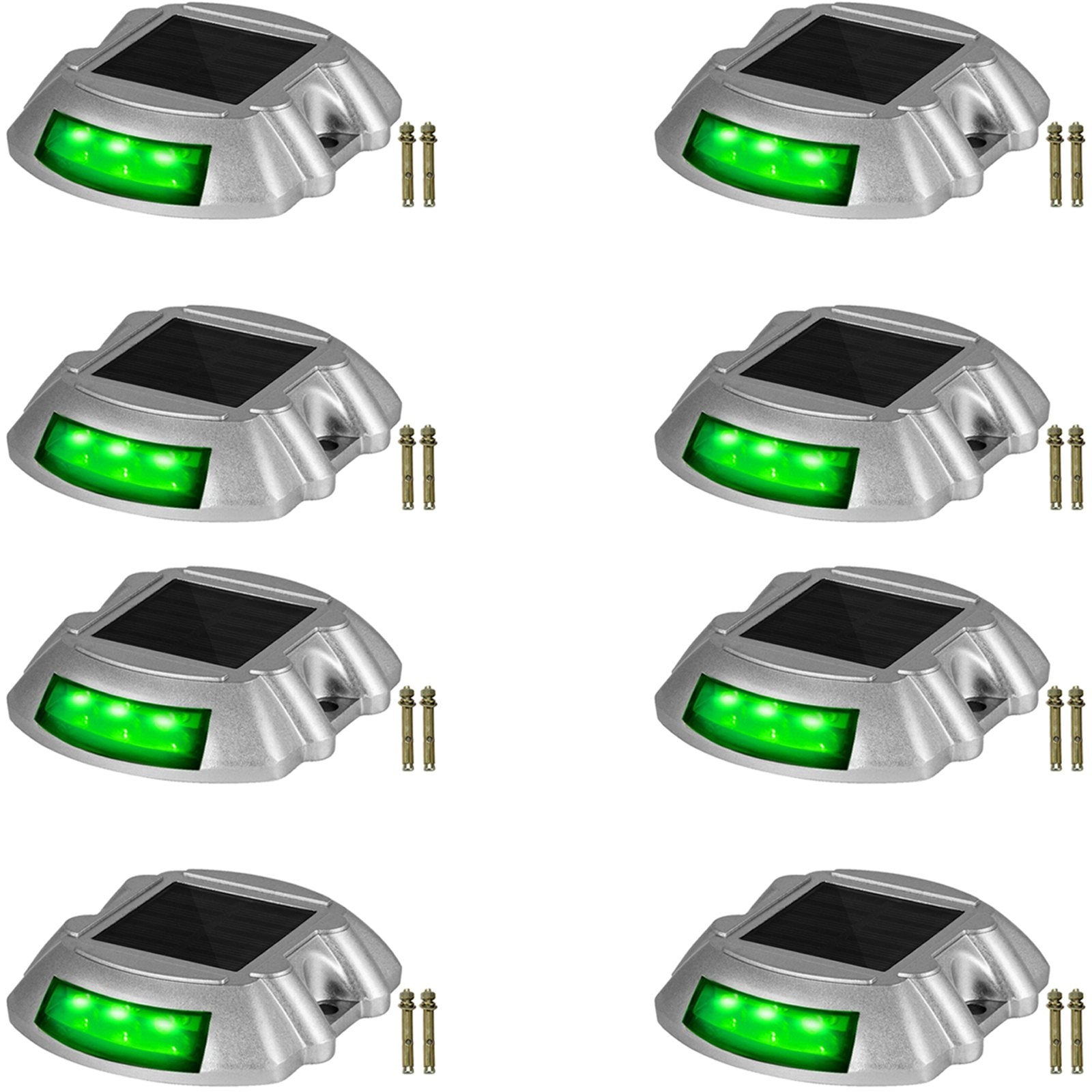 Gardening Tools: VEVOR 8-Pack Solar Driveway Light LED Road Markers Green for Garden Pathway