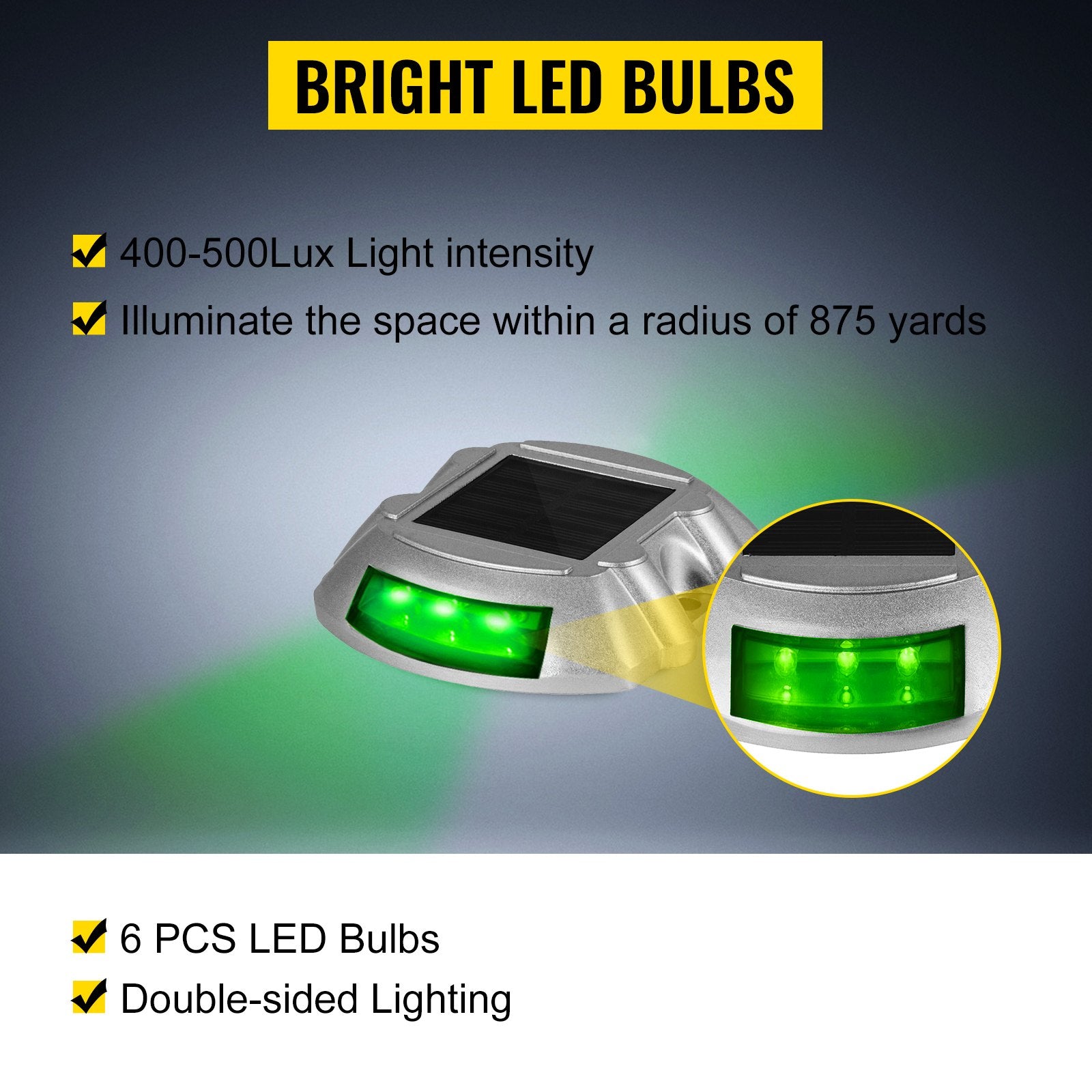 Gardening Tools: VEVOR 8-Pack Solar Driveway Light LED Road Markers Green for Garden Pathway