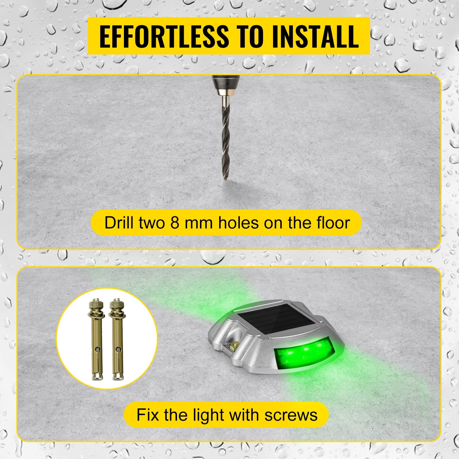Gardening Tools: VEVOR 8-Pack Solar Driveway Light LED Road Markers Green for Garden Pathway
