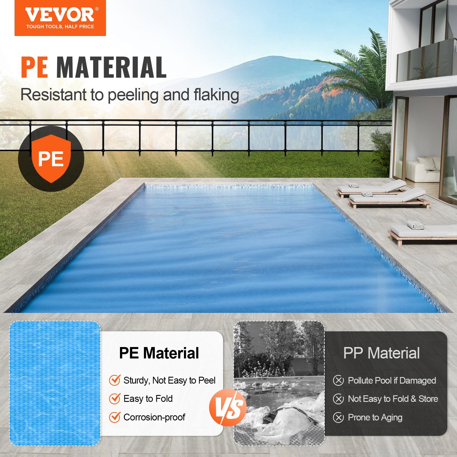 Pool Covers & Accessories: VEVOR Solar Pool Cover, 24 x 12 ft Rectangle Solar Blanket for Pools, Inground Above Ground Swimming Pool Solar Cover, 8 mil Solar Covers Blue