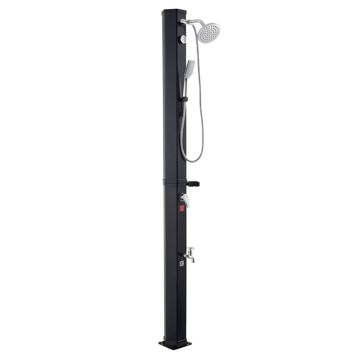 40L Solar Heated Shower, 205cm Showerhead Height Outdoor Shower, with Handheld & Foot Faucet, Hot & Cold Water Adjustment, Freestanding for Backyard Poolside Beach Pool, Black