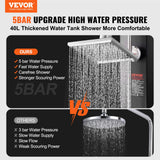 Fountain & Ponds Accessories: VEVOR Outdoor Solar Heated Shower, 40L Poolside Shower Kit with 2 Shower Head and Foot Shower Tap, Handheld/Hanging Two Modes Fast Assembly W/ Pre-Drilled Hole for Outdoor Backyard Poolside Beach Spa