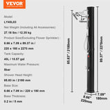 Fountain & Ponds Accessories: VEVOR Outdoor Solar Heated Shower, 40L Poolside Shower Kit with 2 Shower Head and Foot Shower Tap, Handheld/Hanging Two Modes Fast Assembly W/ Pre-Drilled Hole for Outdoor Backyard Poolside Beach Spa
