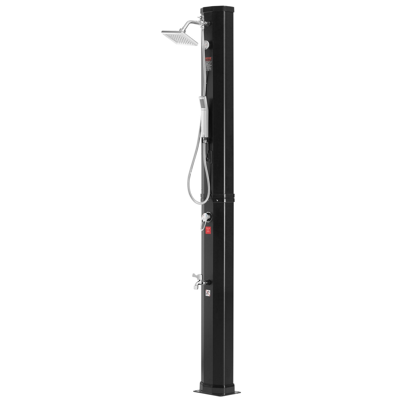 Outdoor Solar Heated Shower, 40L Poolside Shower Kit with 2 Shower Head and Foot Shower Tap, Handheld/Hanging Two Modes Fast Assembly W/ Pre-Drilled Hole for Outdoor Backyard Poolside Beach Spa