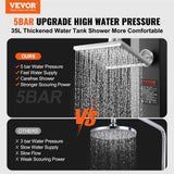 Fountain & Ponds Accessories: VEVOR Outdoor Solar Heated Shower, 35L Poolside Shower Kit with Shower Head and Foot Shower Tap, Double Buckle Fast Assembly W/ Pre-Drilled Holes for Outdoor Backyard Poolside Beach Spa