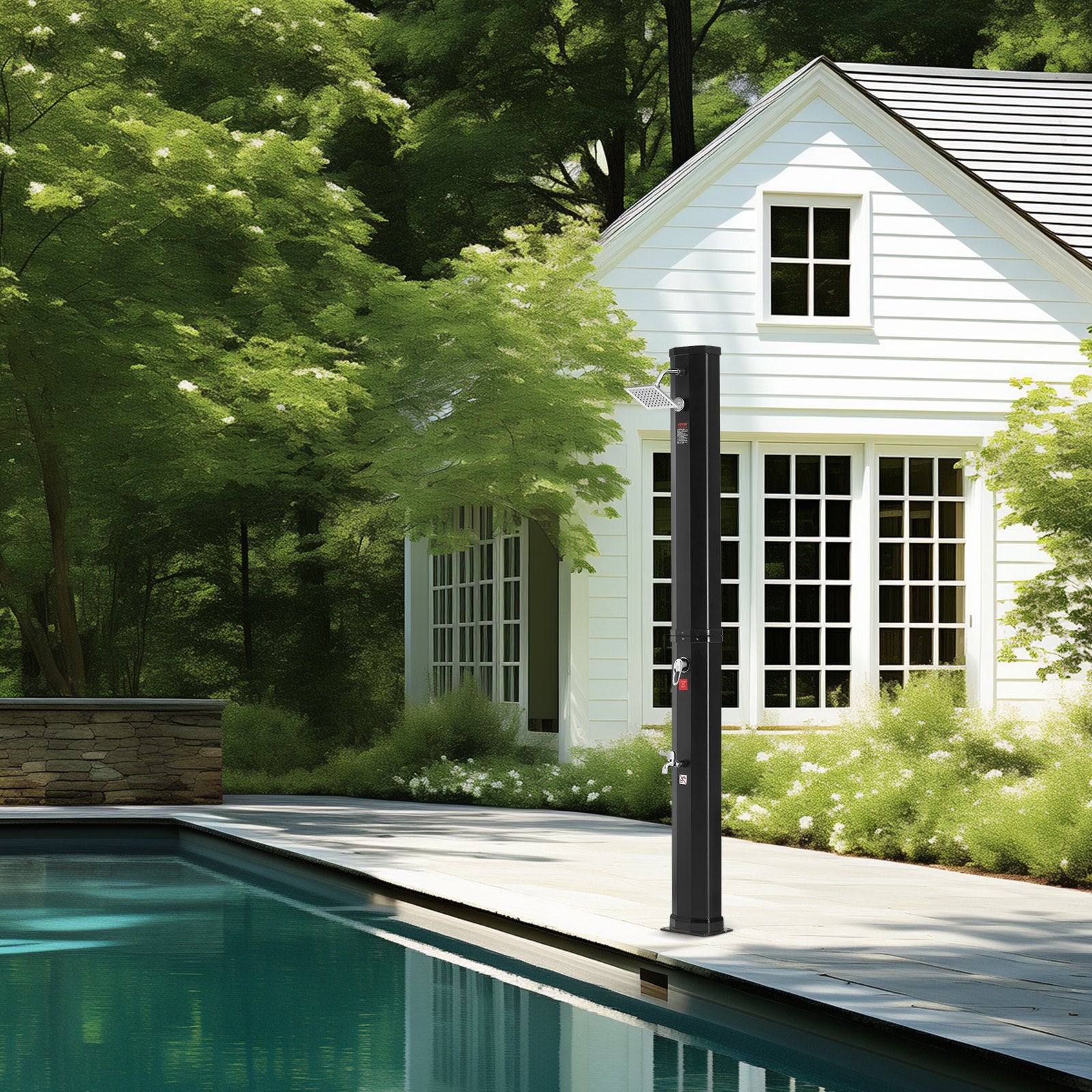 Fountain & Ponds Accessories: VEVOR Outdoor Solar Heated Shower, 35L Poolside Shower Kit with Shower Head and Foot Shower Tap, Double Buckle Fast Assembly W/ Pre-Drilled Holes for Outdoor Backyard Poolside Beach Spa