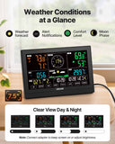 Gardening Tools: VEVOR 7-in-1 Wi-Fi Weather Station with APP, 190.5 mm VA Display, Wireless Solar Powered Outdoor Sensor, Rain Gauge, Indoor Outdoor for Weather Forecast, Wind Speed, Temperature, Humidity, Rainfall