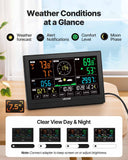Gardening Tools: VEVOR 7-in-1 Wi-Fi Weather Station with APP, 190.5 mm Display, Wireless Solar Powered Outdoor Sensor, with Pool Thermometer, Rain Gauge, Indoor Outdoor for Weather Forecast Wind Speed Pool Temperature