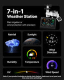 Batteries: VEVOR 7-in-1 Wireless Weather Station, 190.5 mm VA Display, Solar Powered Outdoor Sensor, Rain Gauge, Indoor Outdoor for Weather Forecast, Temperature, Humidity, Wind Speed and Direction (No WiFi)