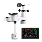 Batteries: VEVOR 5-in-1 Wireless Weather Station, 190.5 mm VA Display, Solar Powered Outdoor Sensor, Rain Gauge, Indoor Outdoor for Weather Forecast, Temperature, Humidity, Wind Speed and Direction (No WiFi)