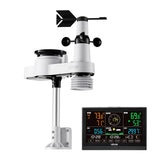 Batteries: VEVOR 5-in-1 Wireless Weather Station, 190.5 mm VA Display, Solar Powered Outdoor Sensor, Rain Gauge, Indoor Outdoor for Weather Forecast, Temperature, Humidity, Wind Speed and Direction (No WiFi)