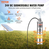 Fountain & Ponds Accessories: VEVOR Solar Water Pump, DC 277W Submersible Deep Well Pump, Max Flow 2.1 m³/H, Max Head 83 m, Max Submersion Depth 20 m, Solar Powered Water Pump for Well, Farm Ranch Irrigation, Livestock Drinking