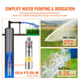 Fountain & Ponds Accessories: VEVOR Solar Water Pump, DC 277W Submersible Deep Well Pump, Max Flow 2.1 m³/H, Max Head 83 m, Max Submersion Depth 20 m, Solar Powered Water Pump for Well, Farm Ranch Irrigation, Livestock Drinking