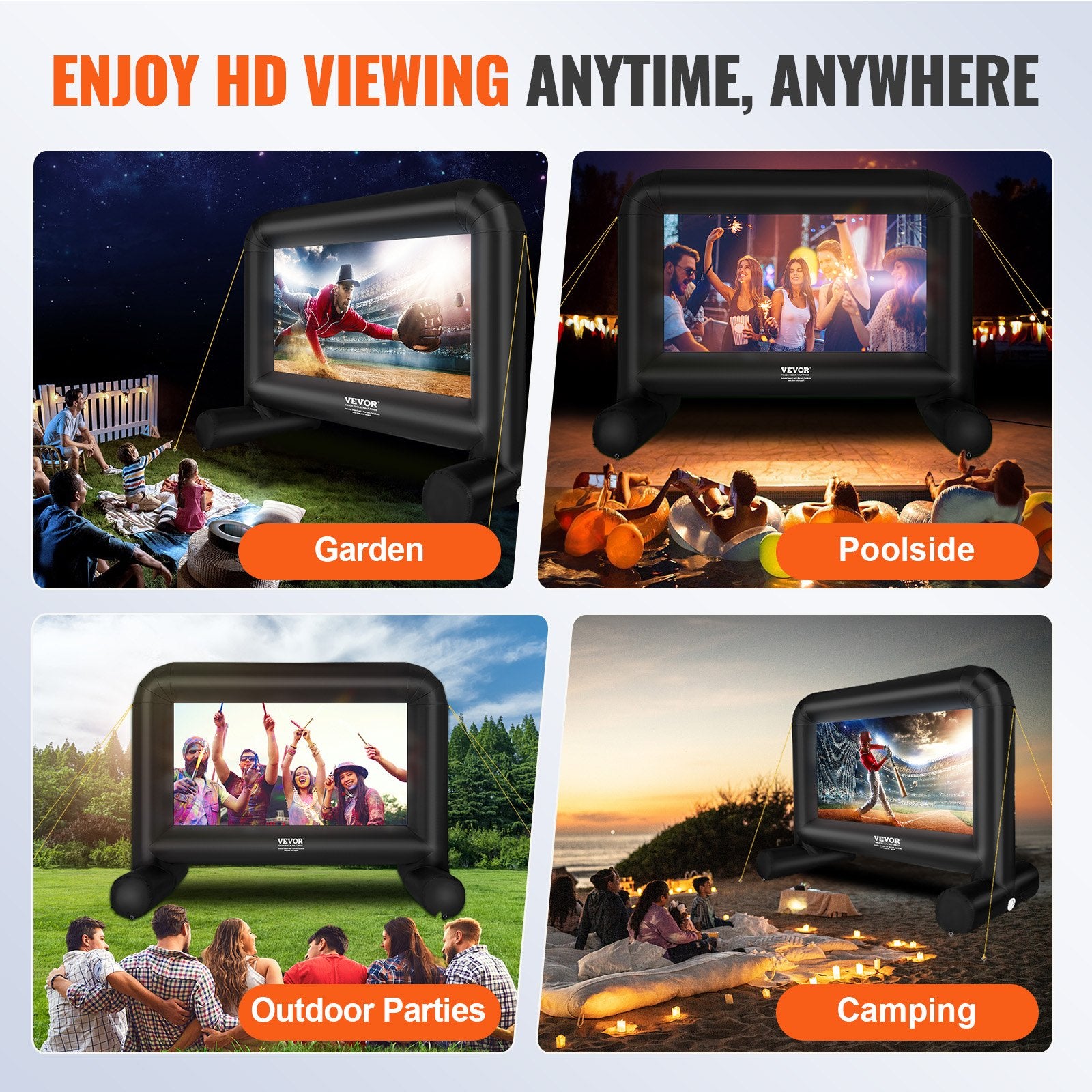 Sci-Fi DVDs & Blu-rays: VEVOR Inflatable Movie Screen, 14 FT Inflatable Projector Screen for Outside with Blower and Carrying Bag, Front/Rear Projection, Oxford Fabric Blow Up Screen for Outdoor Parties Backyard Movie Night