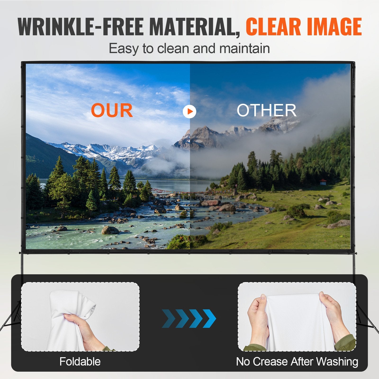 Sci-Fi DVDs & Blu-rays: VEVOR Projector Screen with Stand, 150 inch 16:9 4K 1080 HD Outdoor Movie Screen with Stand, Wrinkle-Free Projection Screen with Tripods and Carry Bag, for Home Theater Cinema Backyard Movie Night