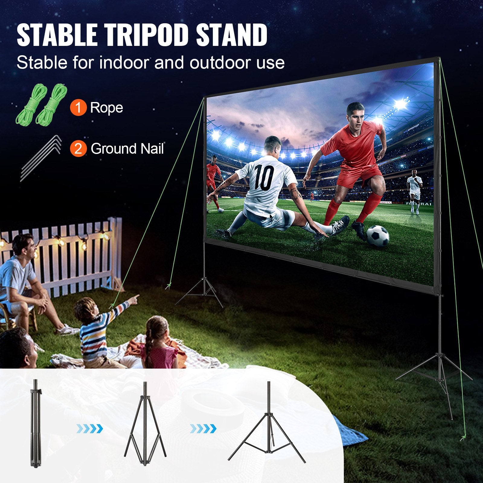 Sci-Fi DVDs & Blu-rays: VEVOR Projector Screen with Stand, 150 inch 16:9 4K 1080 HD Outdoor Movie Screen with Stand, Wrinkle-Free Projection Screen with Tripods and Carry Bag, for Home Theater Cinema Backyard Movie Night