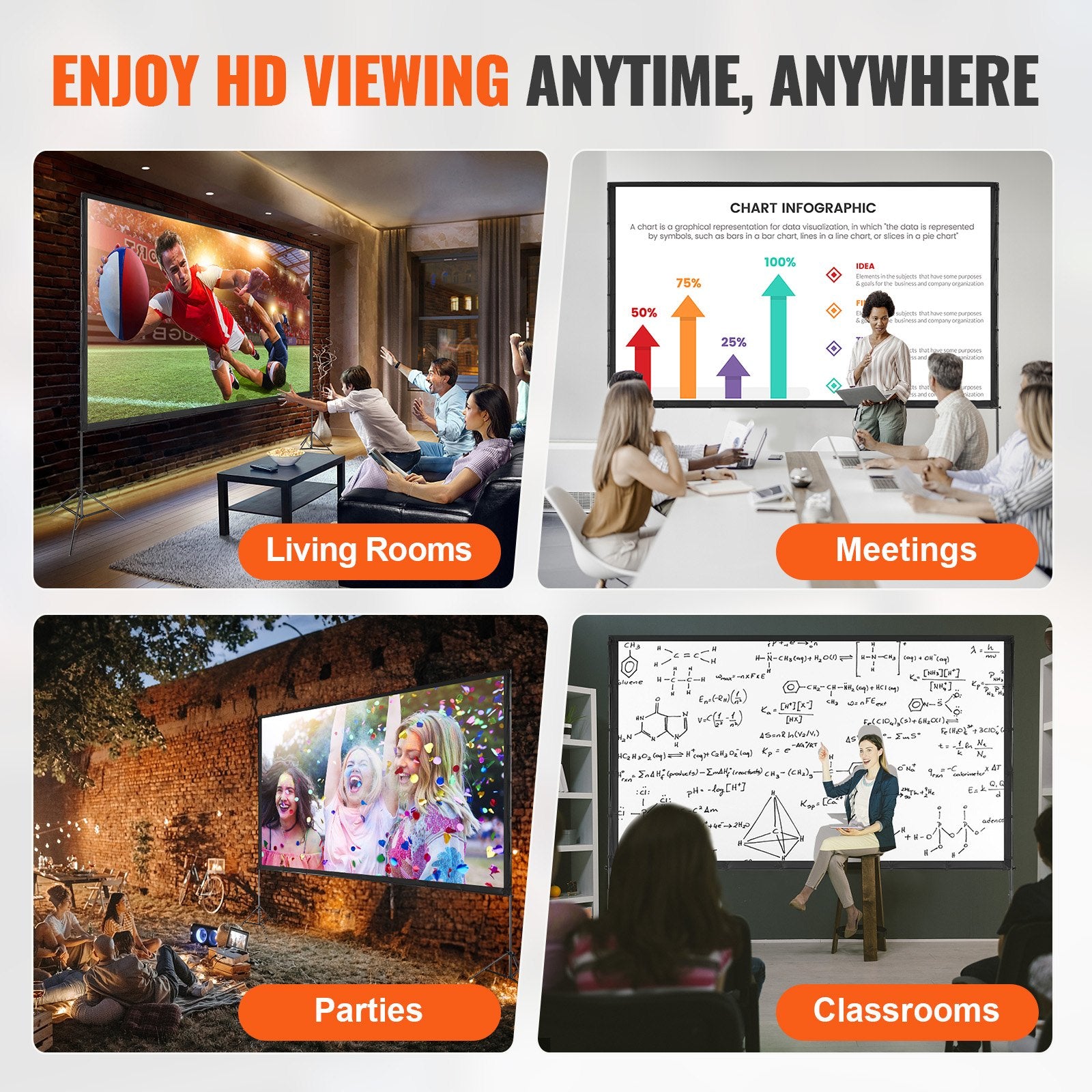 Sci-Fi DVDs & Blu-rays: VEVOR Projector Screen with Stand, 150 inch 16:9 4K 1080 HD Outdoor Movie Screen with Stand, Wrinkle-Free Projection Screen with Tripods and Carry Bag, for Home Theater Cinema Backyard Movie Night