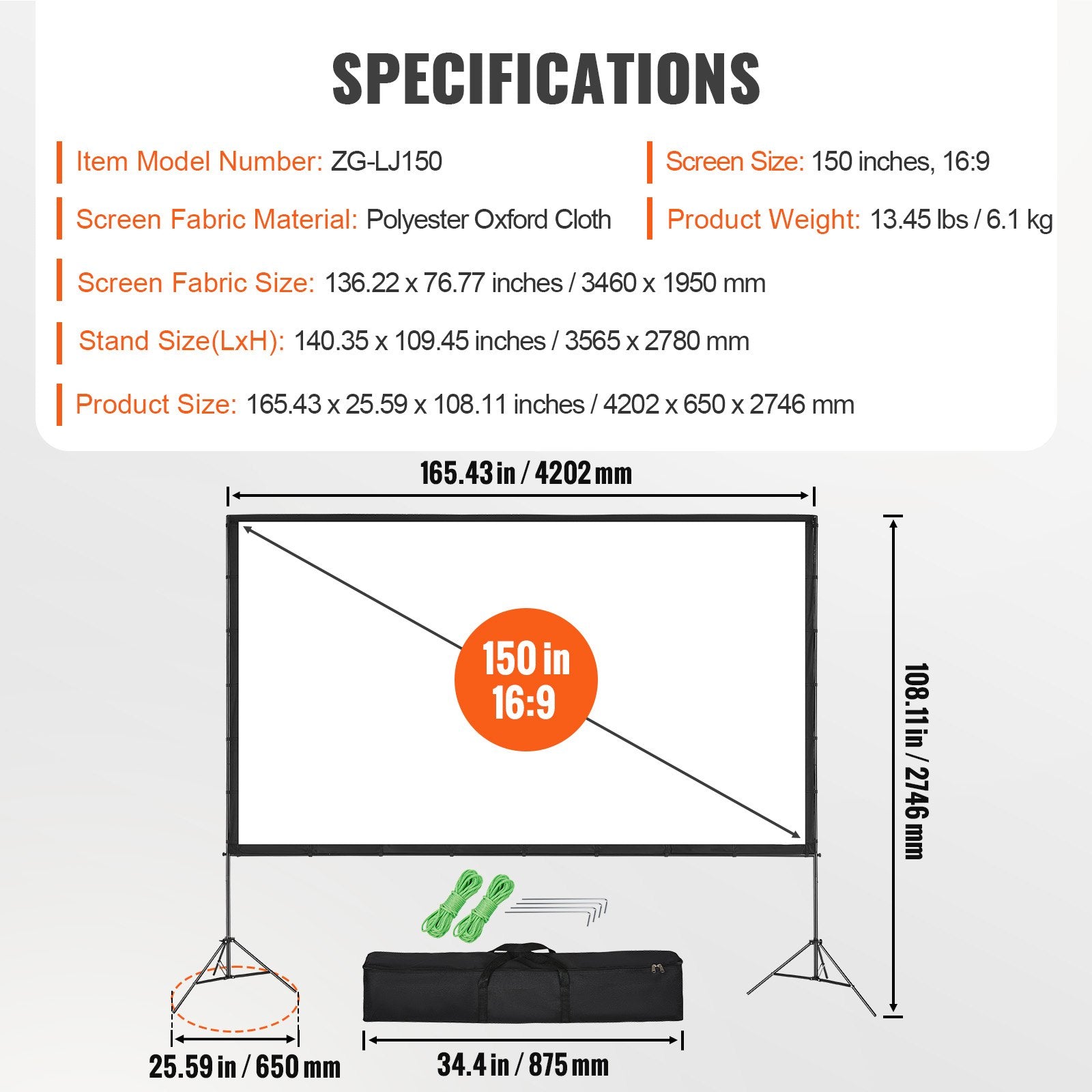 Sci-Fi DVDs & Blu-rays: VEVOR Projector Screen with Stand, 150 inch 16:9 4K 1080 HD Outdoor Movie Screen with Stand, Wrinkle-Free Projection Screen with Tripods and Carry Bag, for Home Theater Cinema Backyard Movie Night