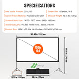 Sci-Fi DVDs & Blu-rays: VEVOR Projector Screen with Stand, 150 inch 16:9 4K 1080 HD Outdoor Movie Screen with Stand, Wrinkle-Free Projection Screen with Tripods and Carry Bag, for Home Theater Cinema Backyard Movie Night