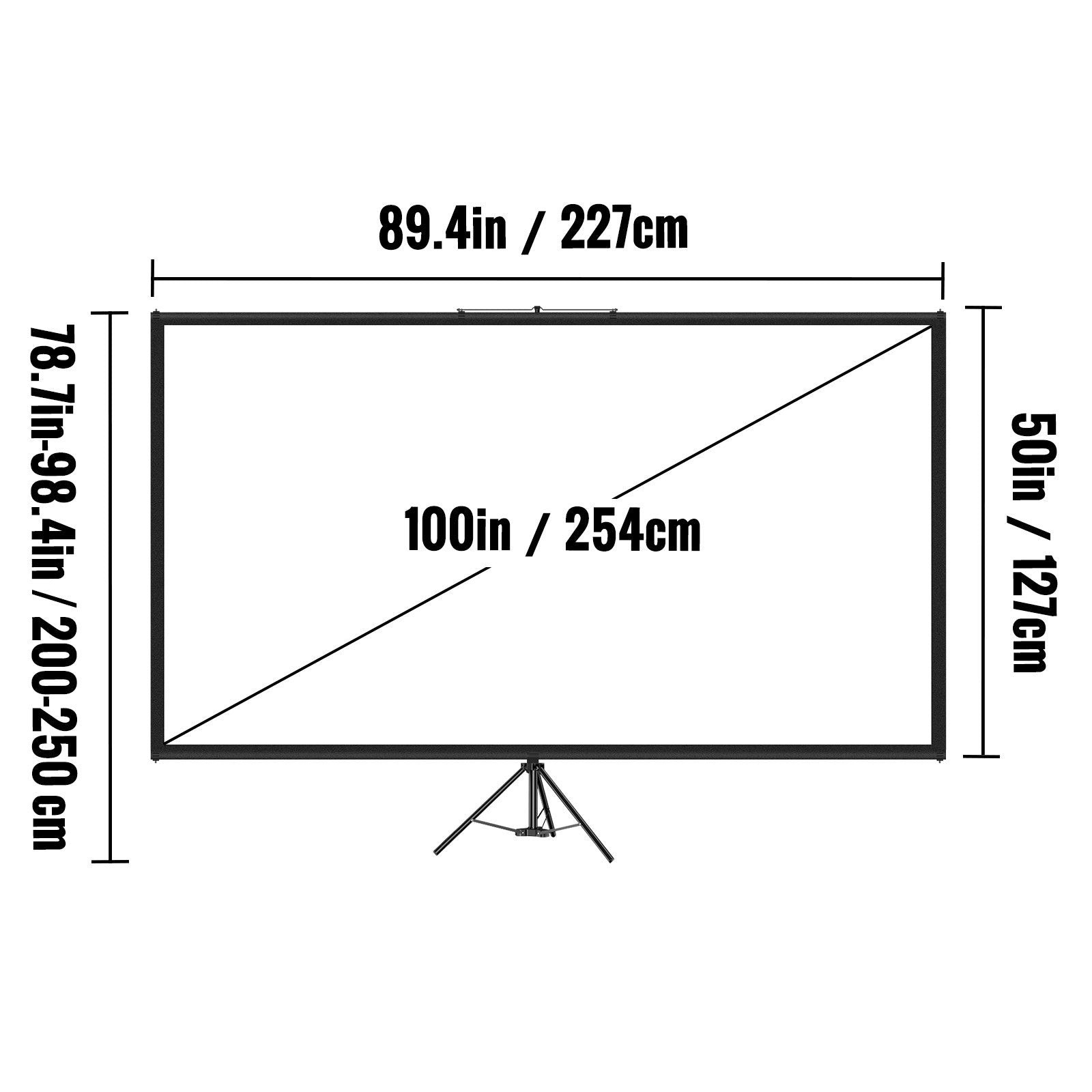 Screens & Stands: VEVOR Tripod Projector Screen with Stand 100inch 16:9 4K HD Projection Screen Stand Wrinkle-Free Height Adjustable Portable Screen for Projector Indoor & Outdoor for Movie, Home Cinema, Gaming, Office