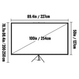 Screens & Stands: VEVOR Tripod Projector Screen with Stand 100inch 16:9 4K HD Projection Screen Stand Wrinkle-Free Height Adjustable Portable Screen for Projector Indoor & Outdoor for Movie, Home Cinema, Gaming, Office