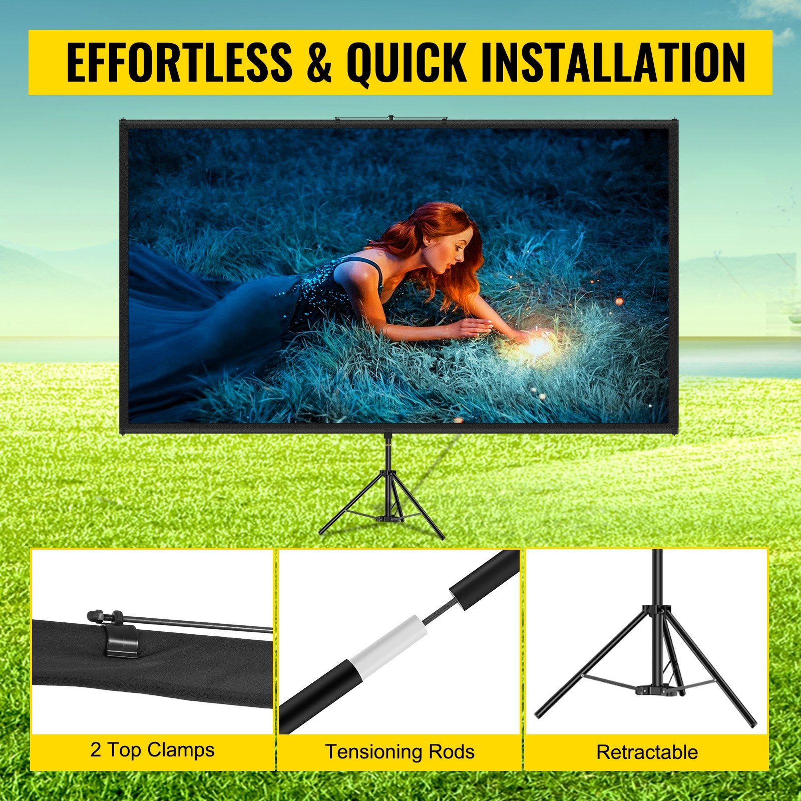 Screens & Stands: VEVOR Tripod Projector Screen with Stand 60 inch 16:9 4K HD Projection Screen Stand Wrinkle-Free Height Adjustable Portable Screen for Projector Indoor & Outdoor for Movie, Home Cinema, Gaming, Office
