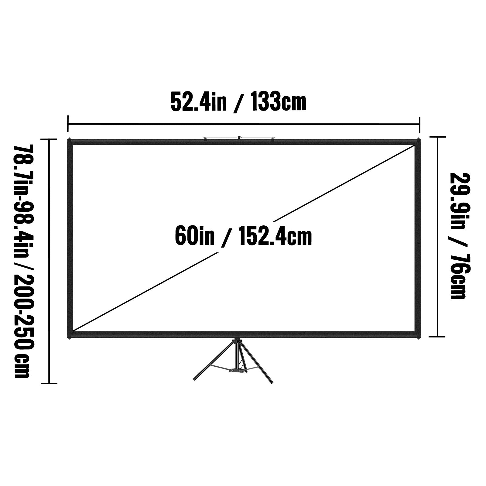 Screens & Stands: VEVOR Tripod Projector Screen with Stand 60 inch 16:9 4K HD Projection Screen Stand Wrinkle-Free Height Adjustable Portable Screen for Projector Indoor & Outdoor for Movie, Home Cinema, Gaming, Office