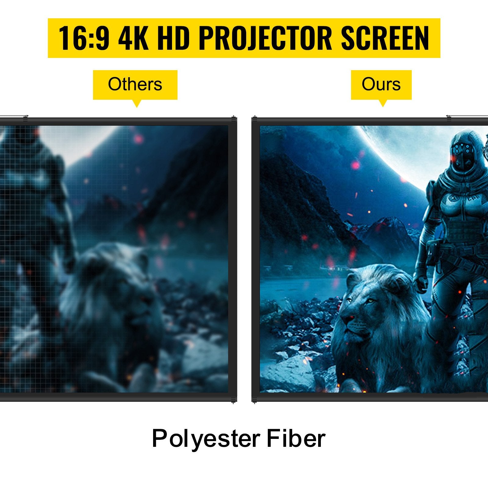 Screens & Stands: VEVOR Tripod Projector Screen with Stand 70 inch 16:9 4K HD Projection Screen Stand Wrinkle-Free Height Adjustable Portable Screen for Projector Indoor & Outdoor for Movie, Home Cinema, Gaming, Office