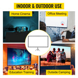 Screens & Stands: VEVOR Tripod Projector Screen with Stand 80 inch 16:9 4K HD Projection Screen Stand Wrinkle-Free Height Adjustable Portable Screen for Projector Indoor & Outdoor for Movie, Home Cinema, Gaming, Office