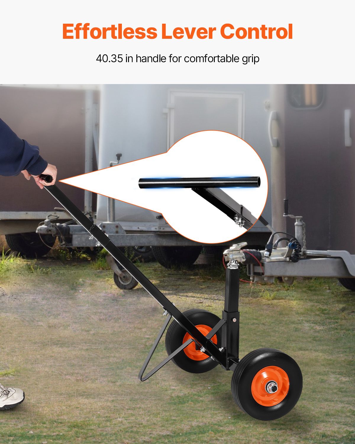 Trailer Dolly, 1000lbs Tongue Weight Capacity, Carbon Steel Trailer Mover with 2 inch Ball, 14 inch Pneumatic Tires, Portable Tow Dolly for Moving RV Trailer