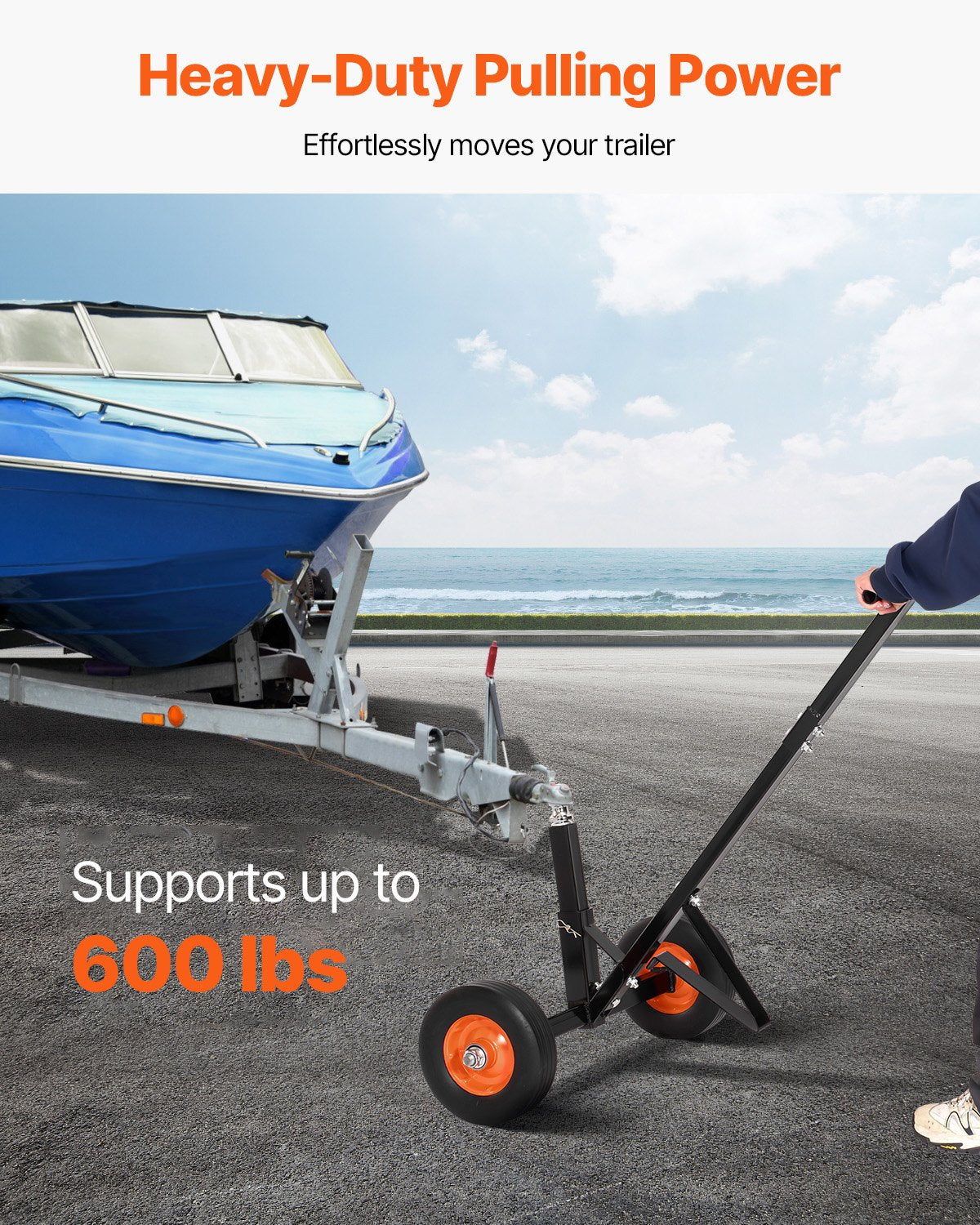 Spreaders & Wheelbarrows: VEVOR Trailer Dolly, 600lbs Tongue Weight Capacity, Carbon Steel Trailer Mover with 1-7/8 in Hitch Ball and 10 in Solid Tires, Portable Tow Dolly for Moving Car RV Boat Trailer