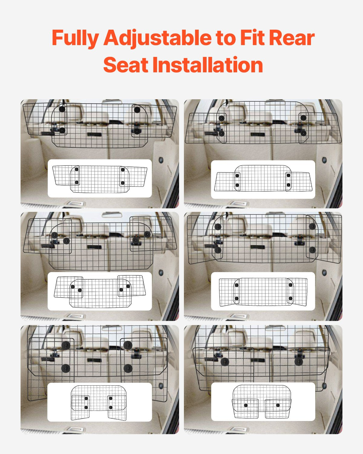 Cat Scratching Posts: VEVOR Dog Car Barrier, 96.5-168.5cm Adjustable Car Divider for Trunk Cargo Area, Universal-Fit Back Seat Heavy-Duty Wire Mesh Dogs Separator Guard Net, Vehicle Pet Barrier for Sedans, Trucks and SUVs