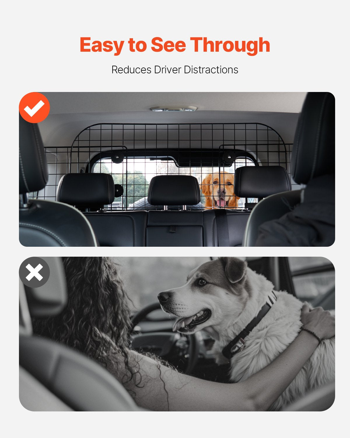 Cat Scratching Posts: VEVOR Dog Car Barrier, 96.5-168.5cm Adjustable Car Divider for Trunk Cargo Area, Universal-Fit Back Seat Heavy-Duty Wire Mesh Dogs Separator Guard Net, Vehicle Pet Barrier for Sedans, Trucks and SUVs