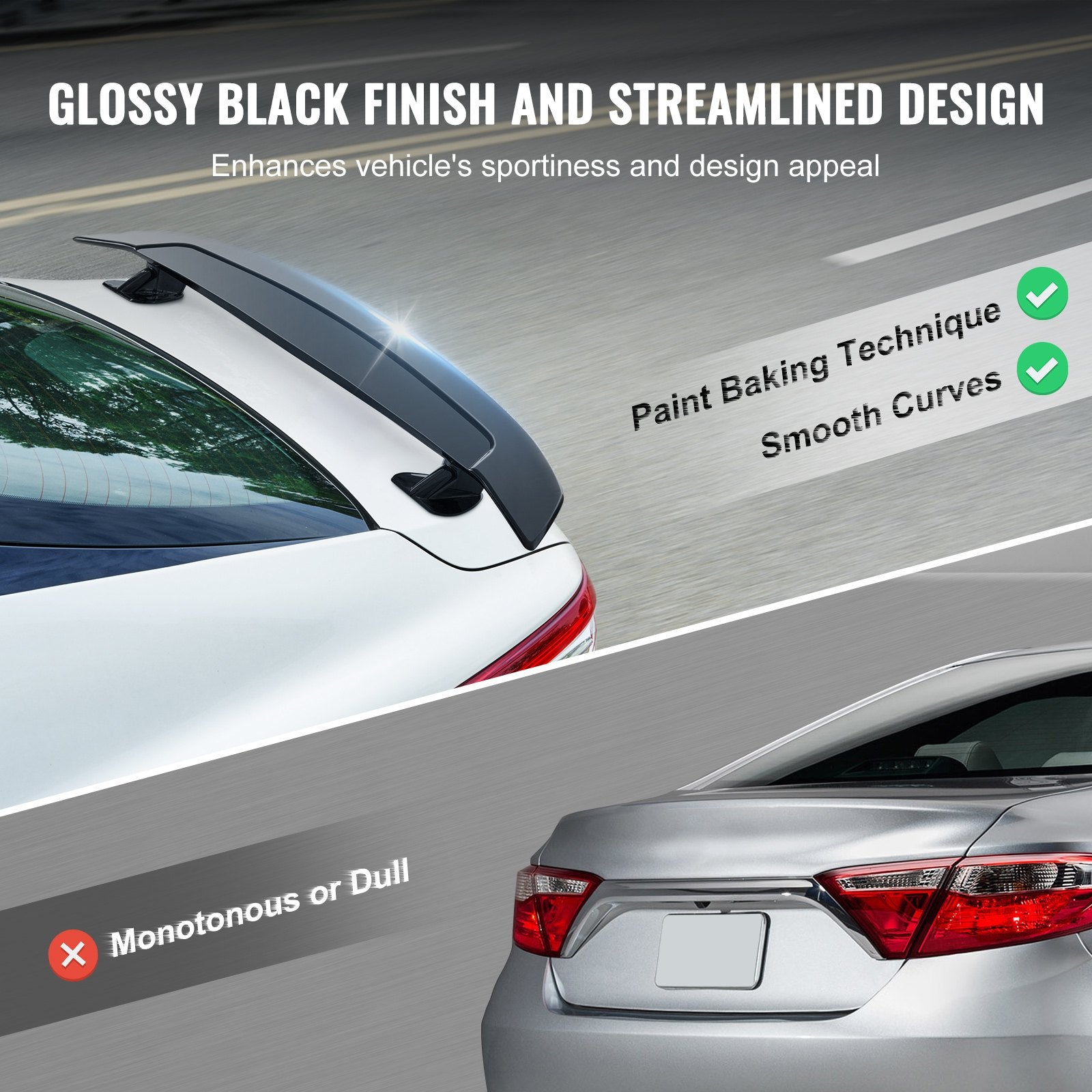 Automotive Repair & Speciality Tools: VEVOR Universal Rear Spoiler 46.3'' GT Style Trunk Wing for Sedans and Coupes
