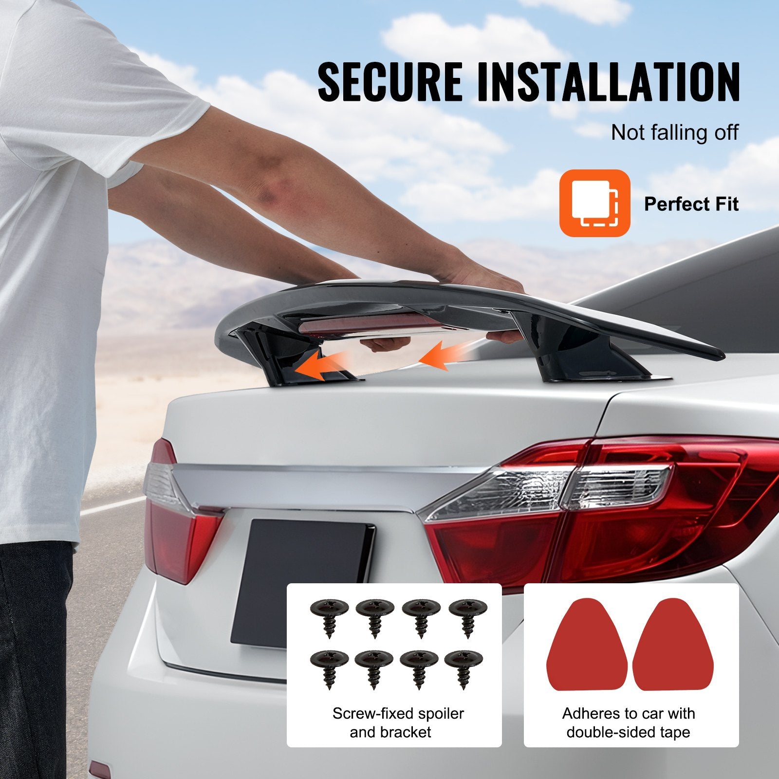 Automotive Repair & Speciality Tools: VEVOR Universal Rear Spoiler 46.3'' GT Style Trunk Wing for Sedans and Coupes