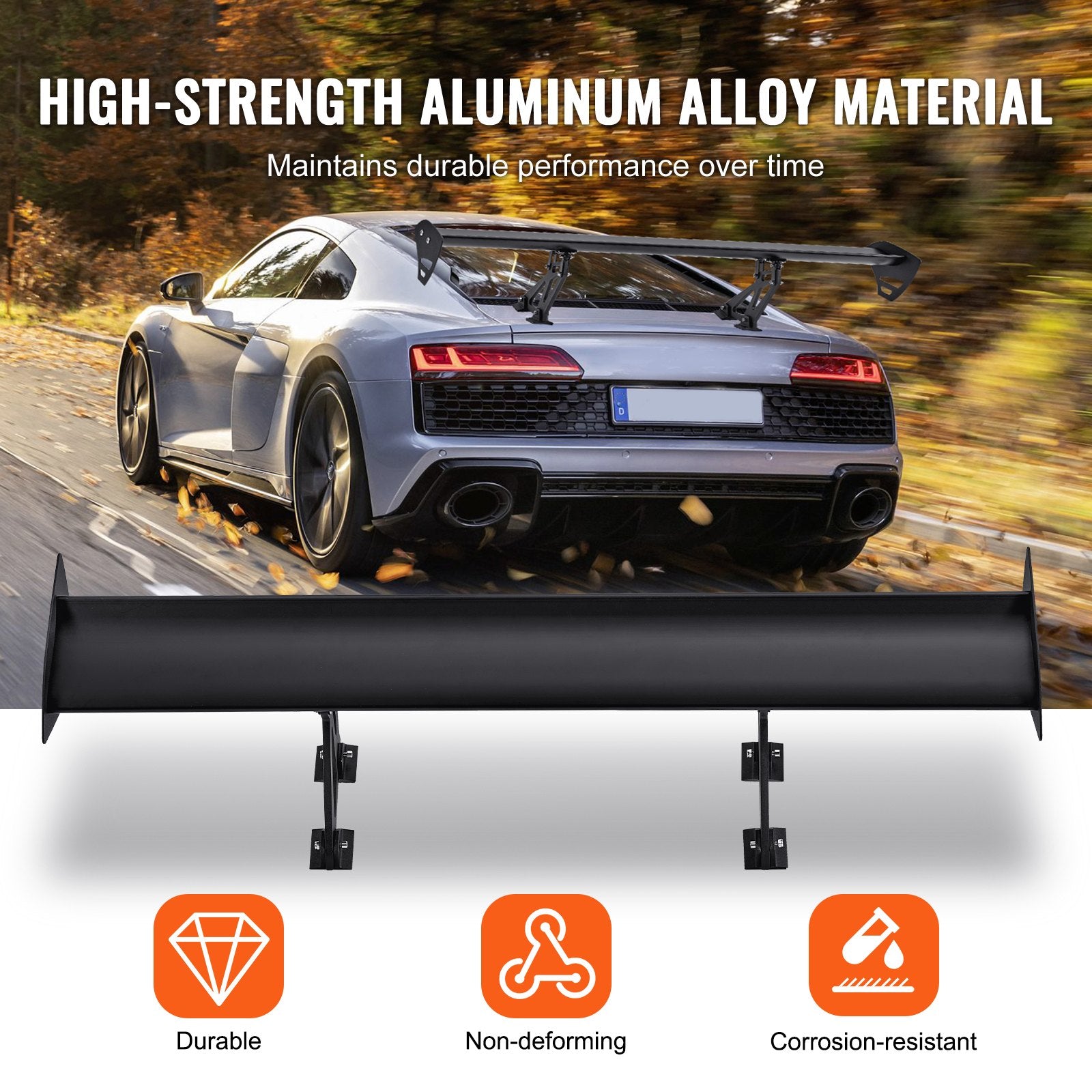 Automotive Parts: VEVOR Universal Rear Spoiler GT Style Adjustable Trunk Wing Car Racing 43.3''