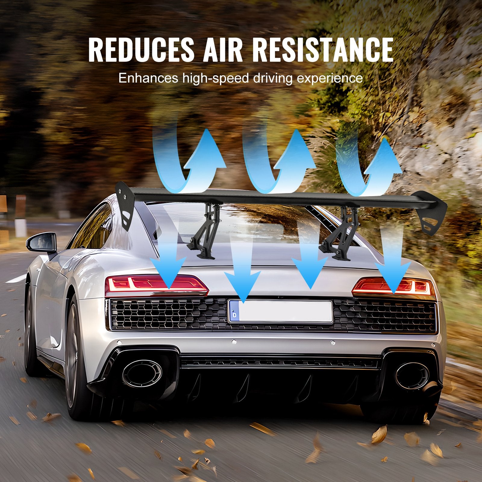 Automotive Parts: VEVOR Universal Rear Spoiler GT Style Adjustable Trunk Wing Car Racing 43.3''