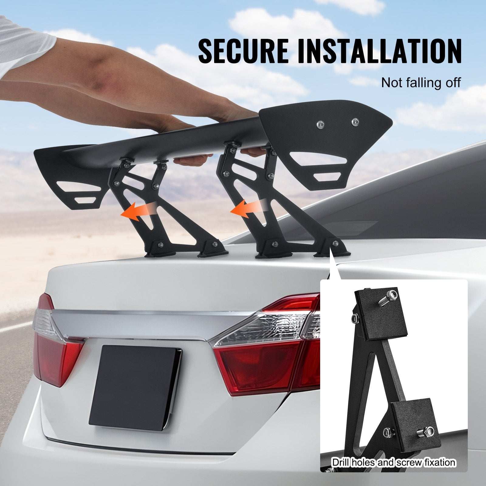 Automotive Parts: VEVOR Universal Rear Spoiler GT Style Adjustable Trunk Wing Car Racing 43.3''