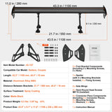 Automotive Parts: VEVOR Universal Rear Spoiler GT Style Adjustable Trunk Wing Car Racing 43.3''