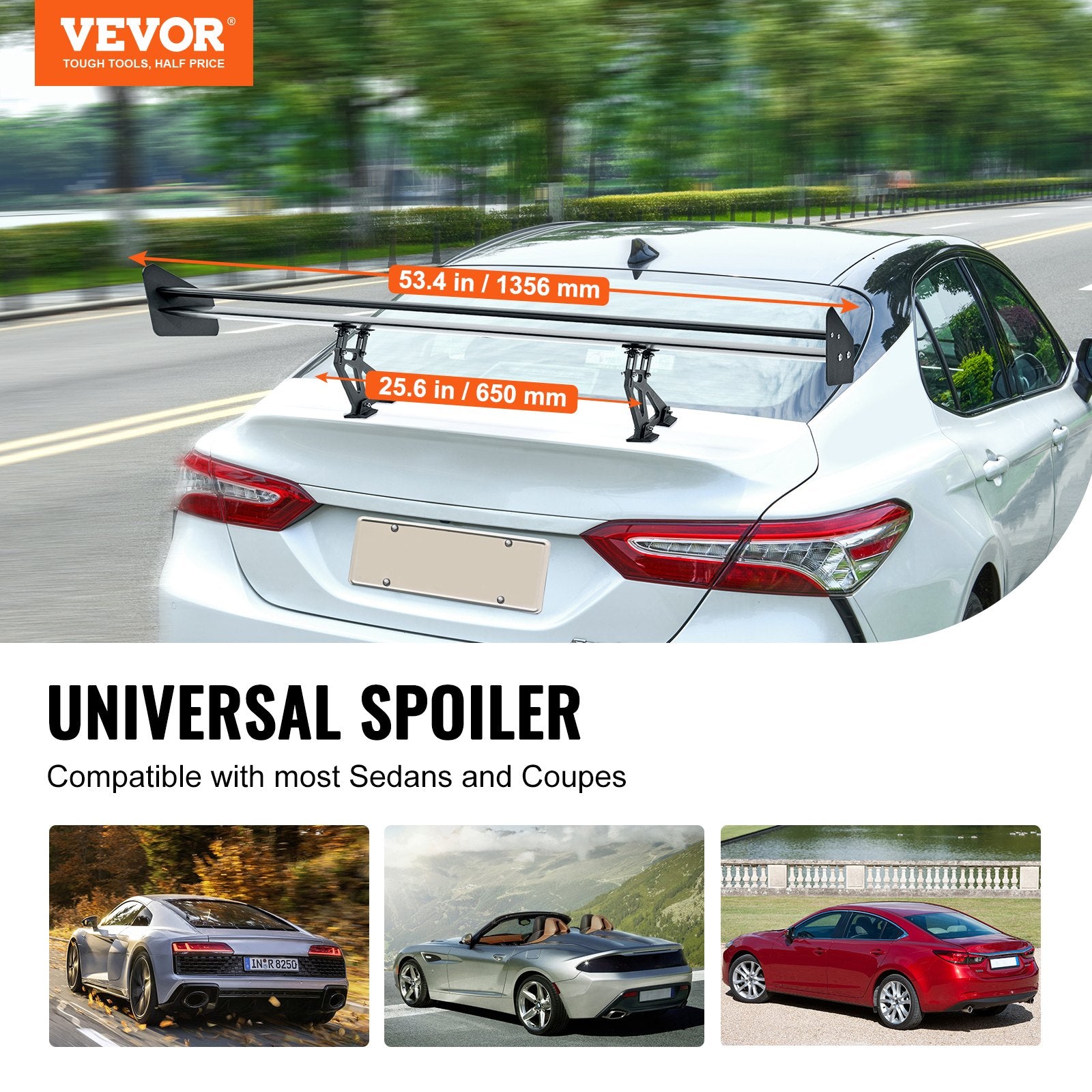 Toilets: VEVOR GT Wing Car Spoiler, 53.1 inch Universal Spoiler with Double Deck, Adjustable Lightweight Aluminum, Car Rear Spoiler Wing, Racing Spoiler BGW/JDM Drift Black