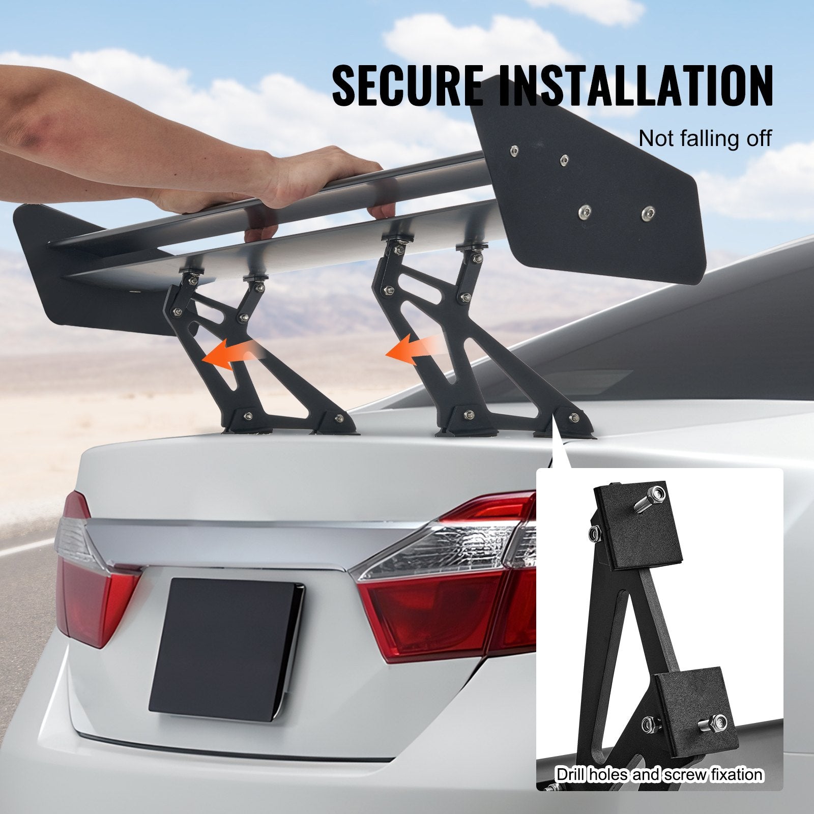 Toilets: VEVOR GT Wing Car Spoiler, 53.1 inch Universal Spoiler with Double Deck, Adjustable Lightweight Aluminum, Car Rear Spoiler Wing, Racing Spoiler BGW/JDM Drift Black