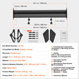 Toilets: VEVOR GT Wing Car Spoiler, 53.1 inch Universal Spoiler with Double Deck, Adjustable Lightweight Aluminum, Car Rear Spoiler Wing, Racing Spoiler BGW/JDM Drift Black