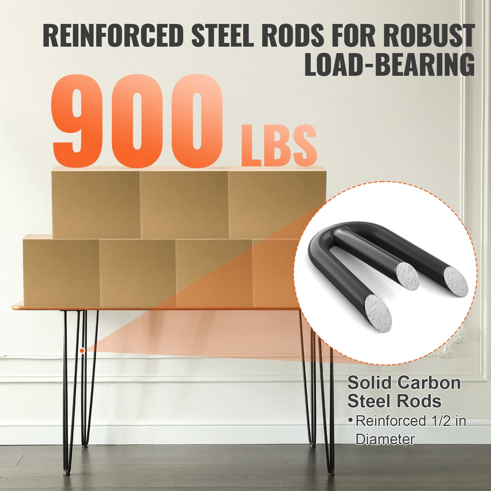 Table Tops & Bases: VEVOR Hairpin Table Legs 0.7M, Set of 4 Desk Legs 408.2KG Load Capacity, Hairpin Desk Legs 3 Rods for Desk Chairs Bench Dining End Table, Solid Carbon Steel Heavy Duty Furniture Legs Black