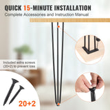 Table Tops & Bases: VEVOR Hairpin Table Legs 0.7M, Set of 4 Desk Legs 408.2KG Load Capacity, Hairpin Desk Legs 3 Rods for Desk Chairs Bench Dining End Table, Solid Carbon Steel Heavy Duty Furniture Legs Black